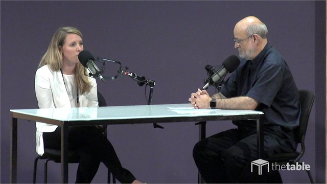 Dr. Bock and guest recording The Table podcast