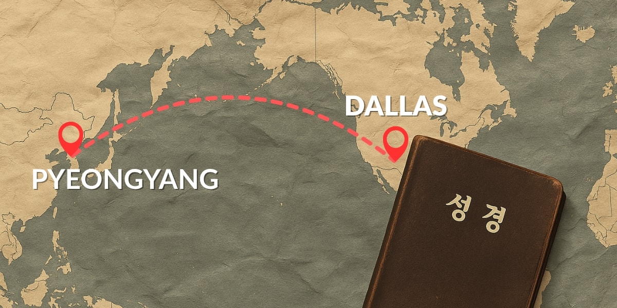 Pyeongyang to Dallas map image